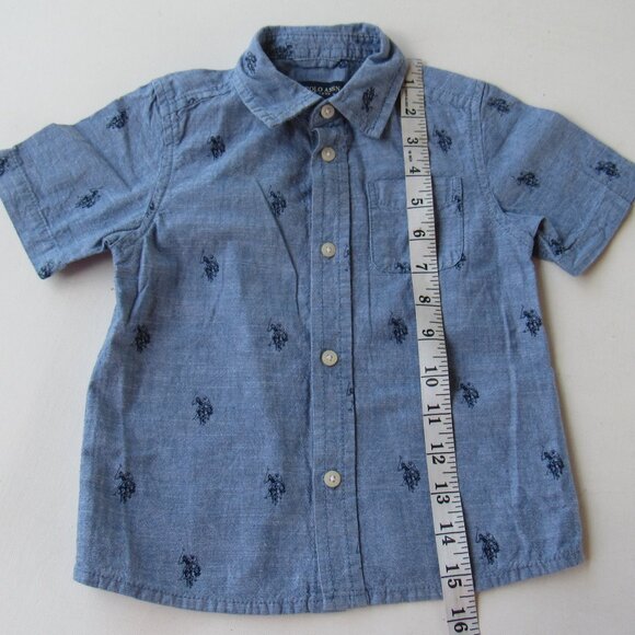 U.S. Polo Assn. Toddler Boy's Button Down Woven Shirt & Shorts 2 Piece Set - Picture 8 of 13